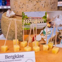 Geschnittener Bio-Käse vom Kanzleilehngut Halsbrücke im Detail